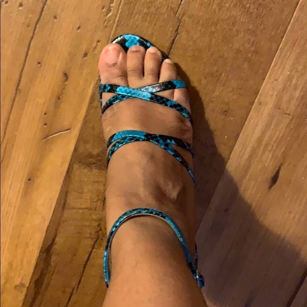 ❗️NIB Nine West Turquoise Snake Strappy Heel - Picture 4 of 8